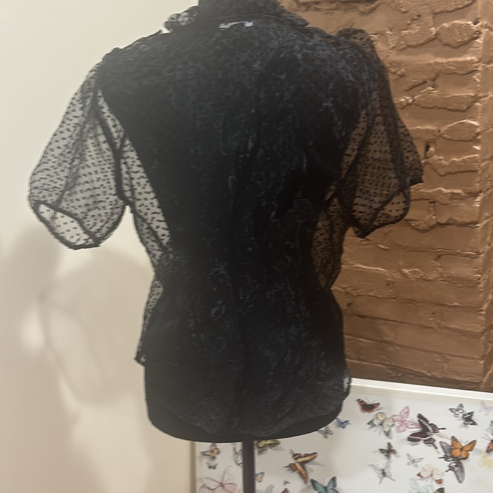 Elegant Black polkadot, Sheer Women's Top size medium by blashe never worn - Picture 4 of 4
